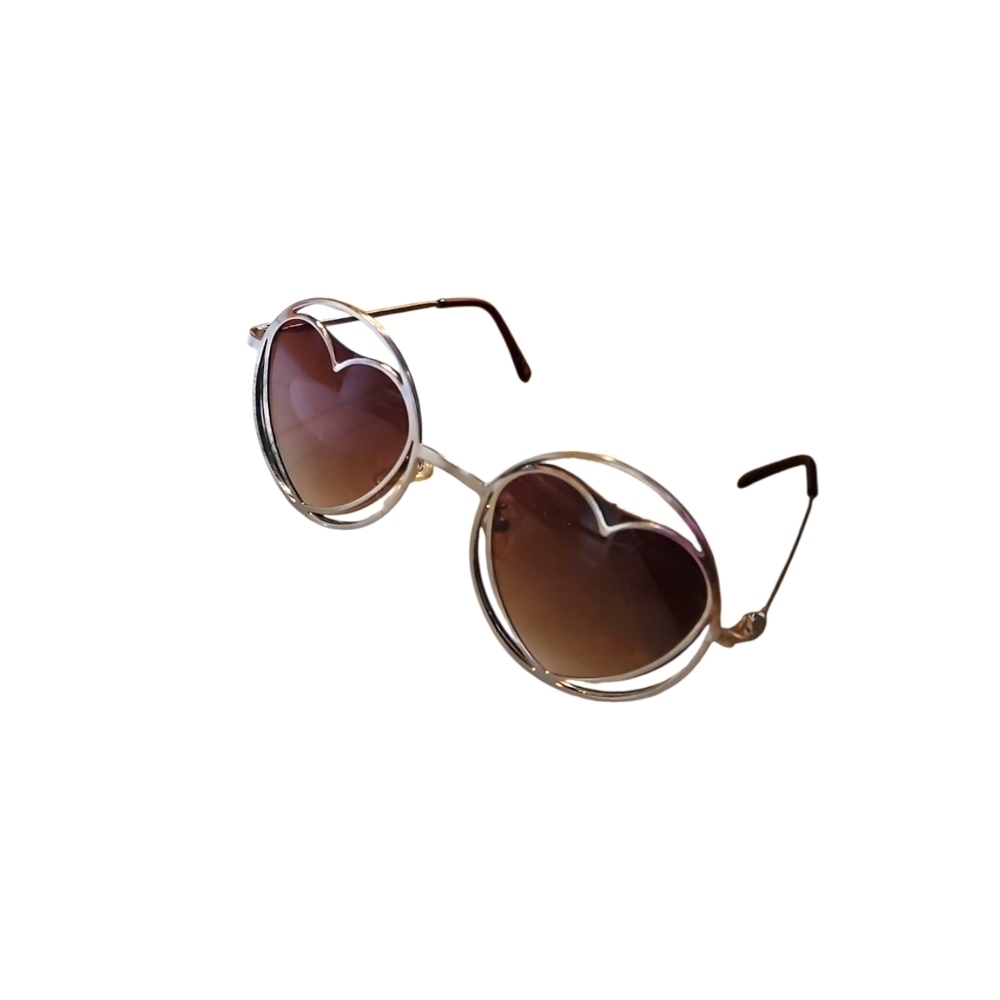 Heart-Shaped Gold Tone Sunglasses